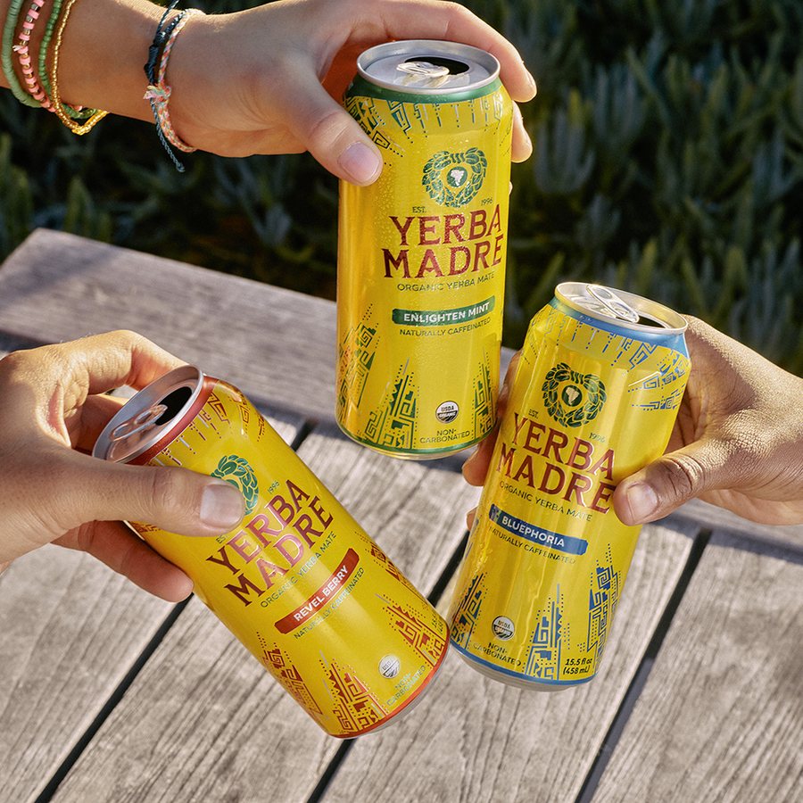 A 12-pack case of Yerba Madre Original Organic Yerba Mate